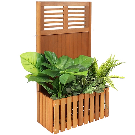 Sunnydaze Decor 4 lb. Capacity Wood Planter Box with Privacy Screen