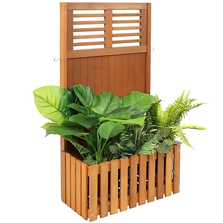 Sunnydaze Decor 4 lb. Capacity Wood Planter Box with Privacy Screen