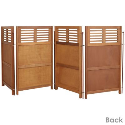 Image showing 6 th Sunnydaze Decor 44 in. Outdoor Patio or Porch Meranti Wood with Teak Oil Finish Folding Privacy Screen Fence
