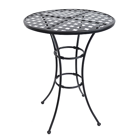 Sunnydaze Decor Elegant Round Wrought Iron Bar Table -30 in. D x 39.5 in. H - Black