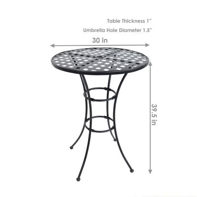 Image showing  Elegant Round Wrought Iron Bar Table -30 in. D x 39.5 in. H - Black