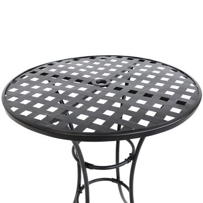 Image showing  Elegant Round Wrought Iron Bar Table -30 in. D x 39.5 in. H - Black