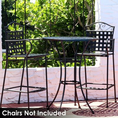 Image showing 5 th Sunnydaze Decor Elegant Round Wrought Iron Bar Table -30 in. D x 39.5 in. H, Black