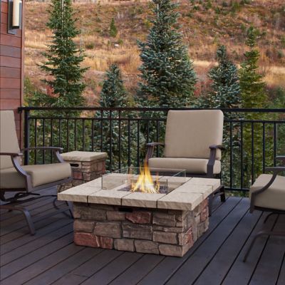 Real Flame Sedona Square Propane Fire Table with Natural Gas Conversion Kit, Buff