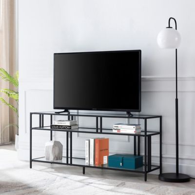 Hudson&Canal Cortland TV Stand with Glass Shelves for TVs Up to 60 in.