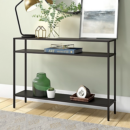 Hudson&Canal Ricardo Console Table with Metal Shelves