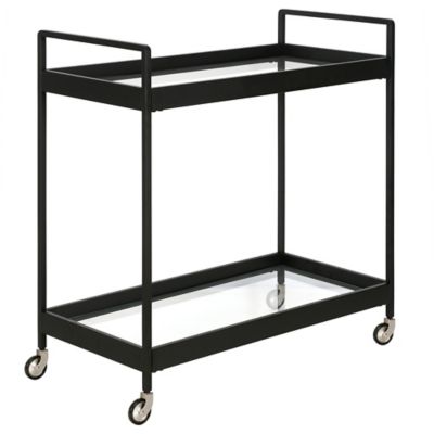 Image showing  2-Tier Cooper Rectangular Wheeled Bar Cart