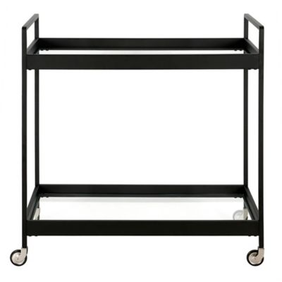 Image showing  2-Tier Cooper Rectangular Wheeled Bar Cart