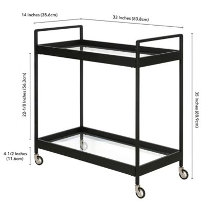 Image showing  2-Tier Cooper Rectangular Wheeled Bar Cart