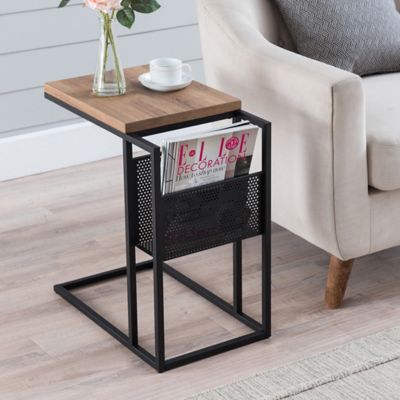 Hudson&Canal Clyde Blackened Bronze and Rustic Oak Side Table