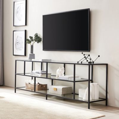 Hudson&Canal Winthrop TV Stand with Glass Shelves for TVs Up to 70 in.