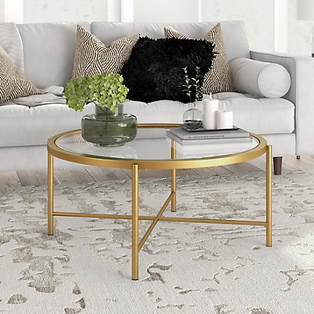 Hudson&Canal Duxbury Brass Finish Coffee Table