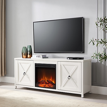 Hudson&Canal Granger TV Stand with Log Fireplace Insert for TVs Up to 58 in.