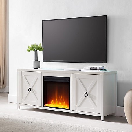 Hudson&Canal Granger TV Stand with Crystal Fireplace Insert for TVs Up to 58 in.