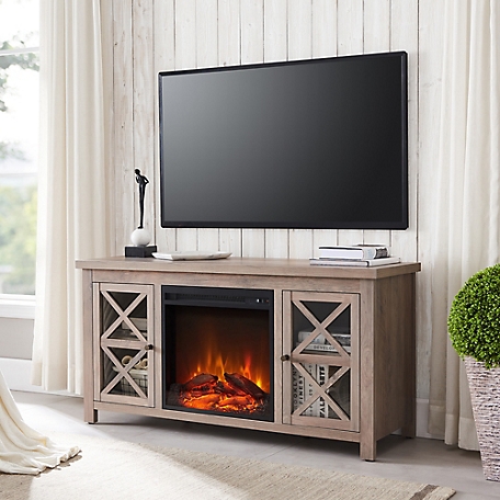 Hudson&Canal Colton TV Stand with Electric Log Fireplace Insert for TVs Up to 55 in.