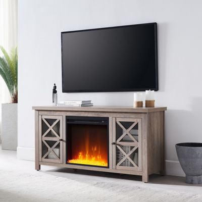 Hudson&Canal Colton TV Stand with Crystal Fireplace Insert for TVs Up to 55 in.