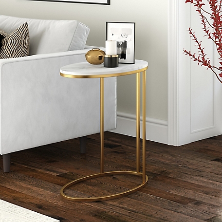 Hudson&Canal Enzo Side Table with Faux Marble Top