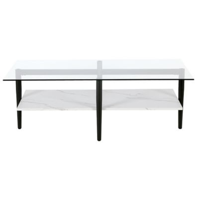 Image showing  Otto Rectangular Coffee Table with Faux Marble Shelf, 47 in., Blackened Bronze