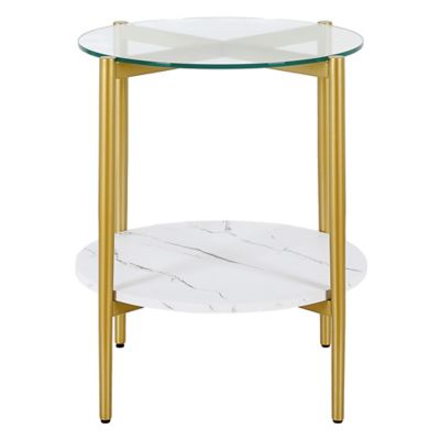 Image showing  Otto Side Table with Faux Marble Shelf