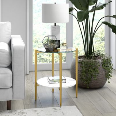 Image showing  Otto Side Table with Faux Marble Shelf