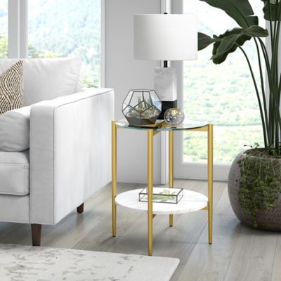 Image showing  Otto Side Table with Faux Marble Shelf