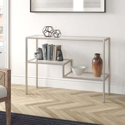 Hudson&Canal Lovett Satin Nickel Console Table, 42 in.