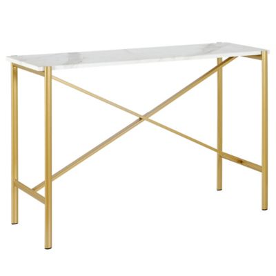 Image showing  Braxton Console Table with Faux Marble Top, Gold