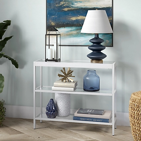 Hudson&Canal Alexis White Console Table, 36 in.