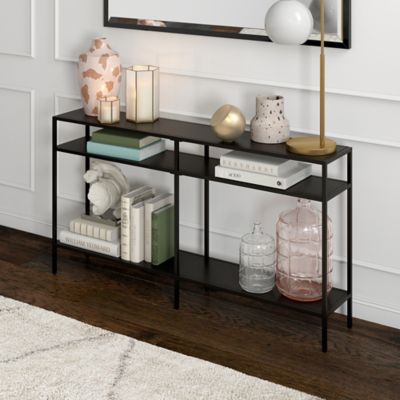 Hudson&Canal Sivil Console Table with Metal Shelves, 55 in.