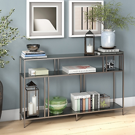Hudson&Canal Cortland Console Table with Metal Shelves, 48 in.