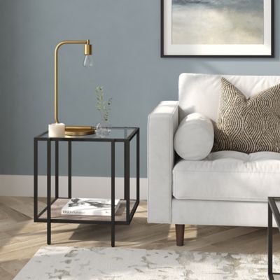 Hudson&Canal Vireo Side Table with Shelf, Blackened Bronze