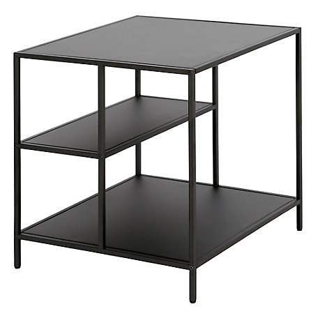 Hudson&Canal Winthrop Side Table with Metal Shelves