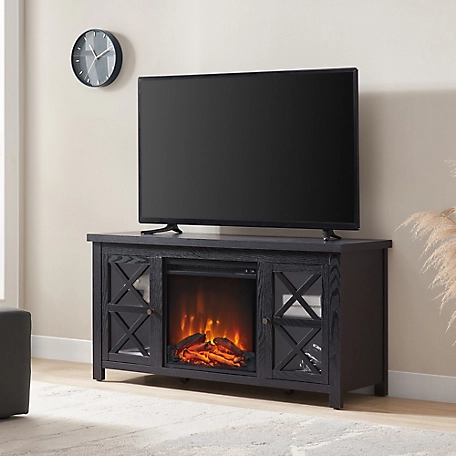 Hudson&Canal Colton TV Stand with Electric Log Fireplace Insert for TVs Up to 55 in.