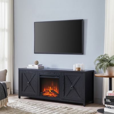 Hudson&Canal Granger TV Stand with Log Fireplace Insert for TVs Up to 58 in.