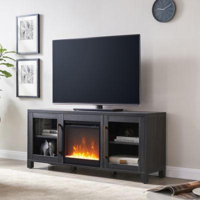 Hudson&Canal Foster TV Stand with Crystal Fireplace Insert for TVs Up to 65 in.