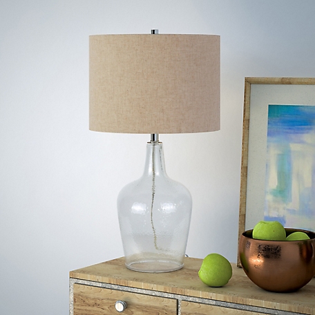 Hudson&Canal 26.75 in. Helix Watermarked Glass Fillable Table Lamp