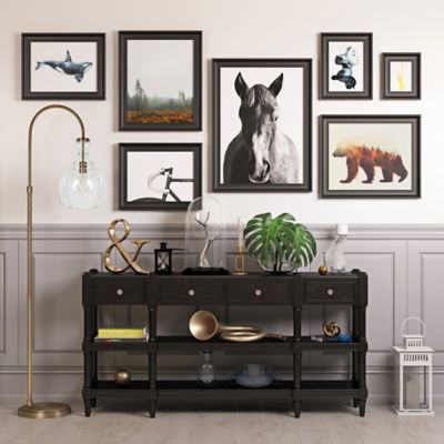 Image showing  70 in. Verona Brass Arc Floor Lamp with Seeded Glass Shade