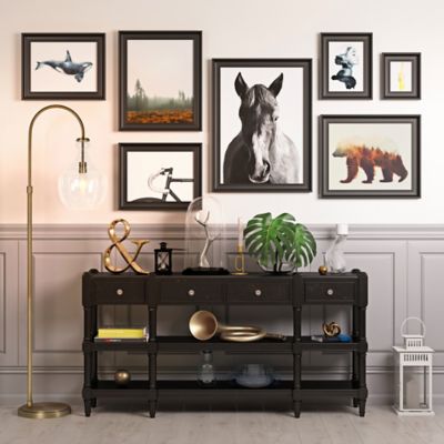 Image showing 8 th Hudson&Canal 70 in. Verona Brass Arc Floor Lamp with Clear Glass Shade