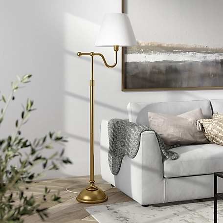 Hudson&Canal 63 in. Wellesley Floor Lamp with Empire Shade, Brass