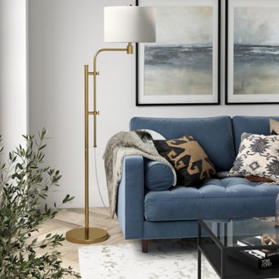 Hudson&Canal 71.5 in. Polly Height-Adjustable Floor Lamp, 8 ft. Cord, Brass