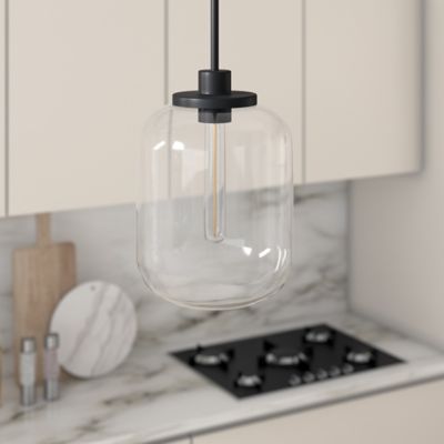 Hudson&Canal Agnolo Pendant with Clear Glass Shade, Blackened Bronze