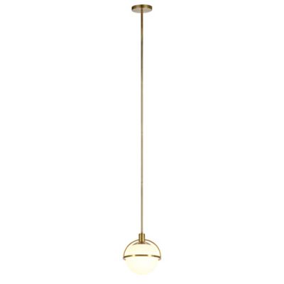 Image showing  1-Light Cieonna Glass Pendant, Brass/Milk White