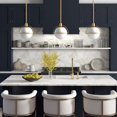 Image showing  1-Light Cieonna Glass Pendant, Brass/Milk White