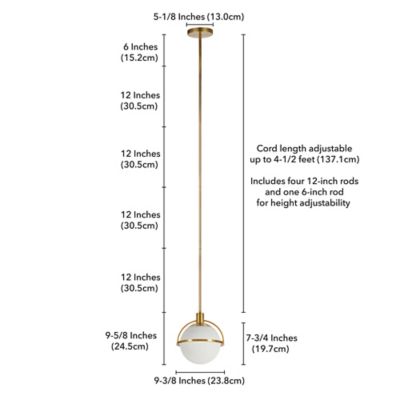 Image showing  1-Light Cieonna Glass Pendant, Brass/Milk White