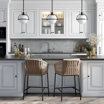 Image showing  1-Light Cieonna Glass Pendant, Blackened Bronze/Milk White