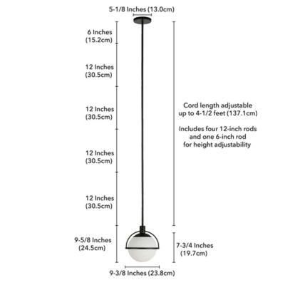 Image showing  1-Light Cieonna Glass Pendant, Blackened Bronze/Milk White