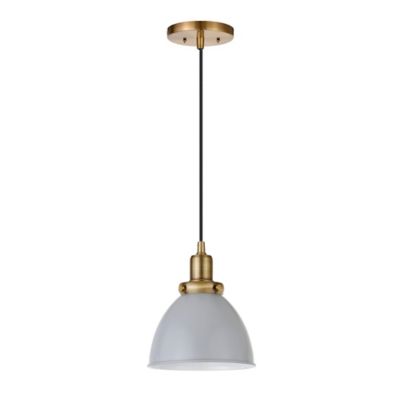 Image showing  1-Light Madison Metal Pendant Light, Cool Gray/Brass
