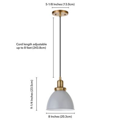 Image showing  1-Light Madison Metal Pendant Light, Cool Gray/Brass