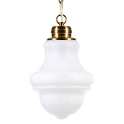 Image showing  1-Light Annie Glass Pendant Light, Brass/Milk White