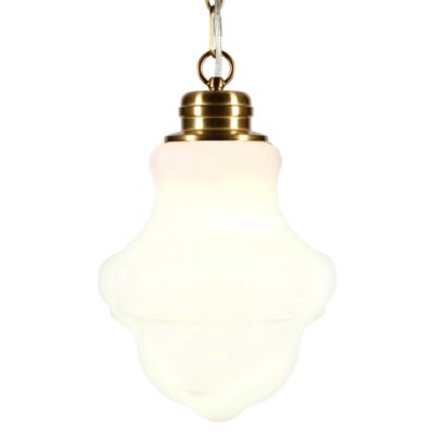 Image showing  1-Light Annie Glass Pendant Light, Brass/Milk White
